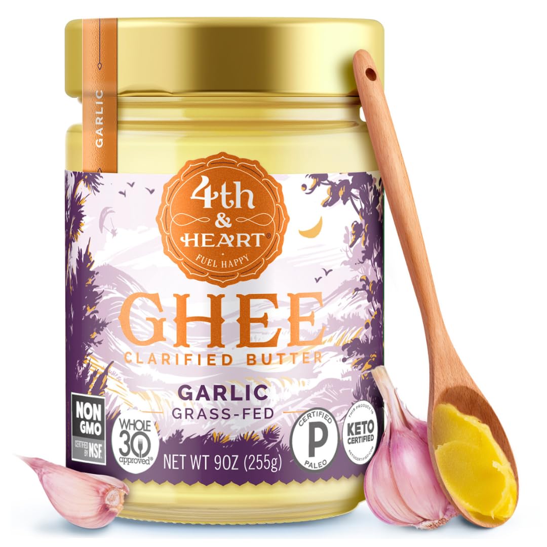 4th & Heart Pasture-Raised Garlic Ghee – Shelf-Stable Wellness Fat for Hormone-Balancing Kitchens