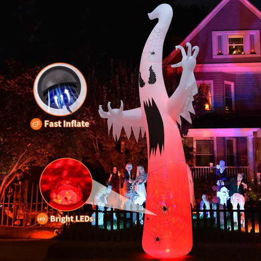 built-in bright led flame lights in red for an integrated spooky glow