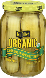 Mount Olive Organic Dill Sandwich Stuffers – Ready-to-Pack Pickle Slices for Outdoor Lunches, 16 oz