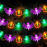 Mosoan Portable Halloween String Lights 20Ft 30 LED Pumpkin Ghost Bat Shaped for Camping Table Backyard Party Setup