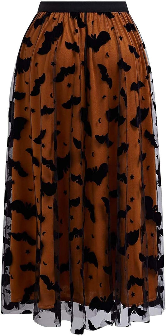velvet bat detail appliques on the skirt
