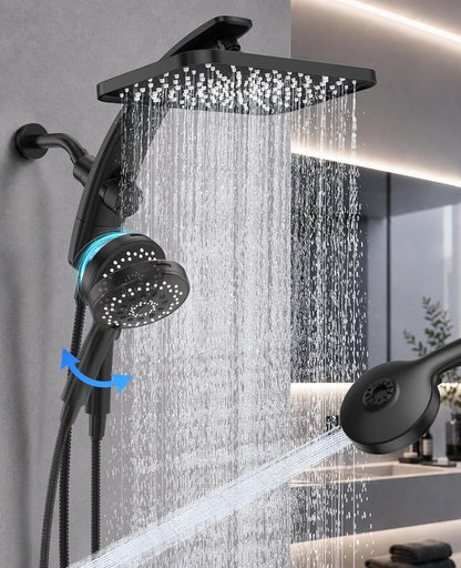 12-inch or 14-inch rectangular rainfall shower head with extension arm