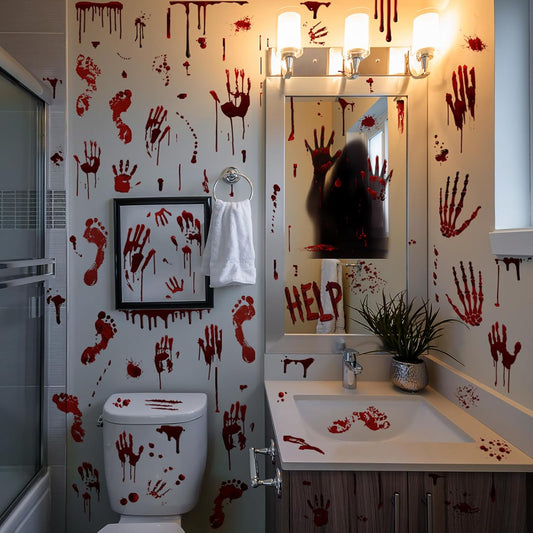 12-piece set including bloody handprints, footprints, and bloodstain decals