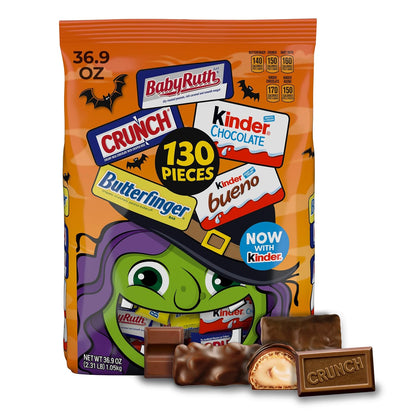 130-count bulk bag of individually wrapped mini and fun size candy bars