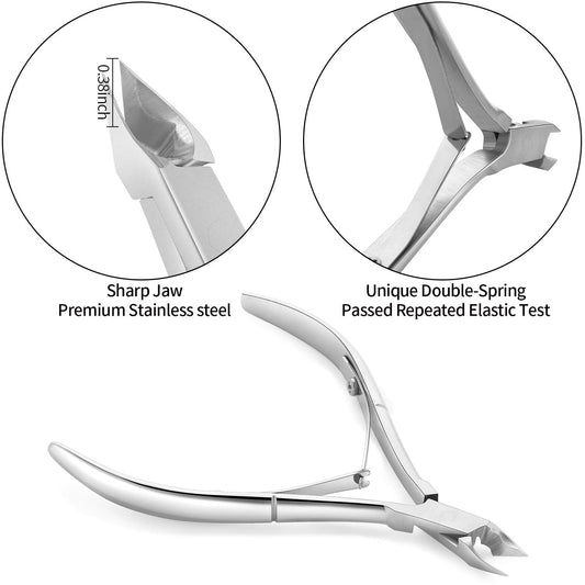 3-in-1 tool set: cuticle nippers, dual-end cuticle pusher, and triangle-head cuticle cutter