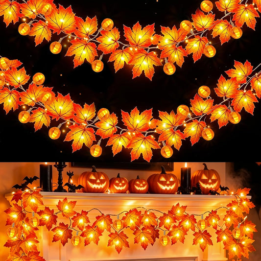 3-pack totaling 30ft with 60 led pumpkin lights spaced 5.5 inches apart