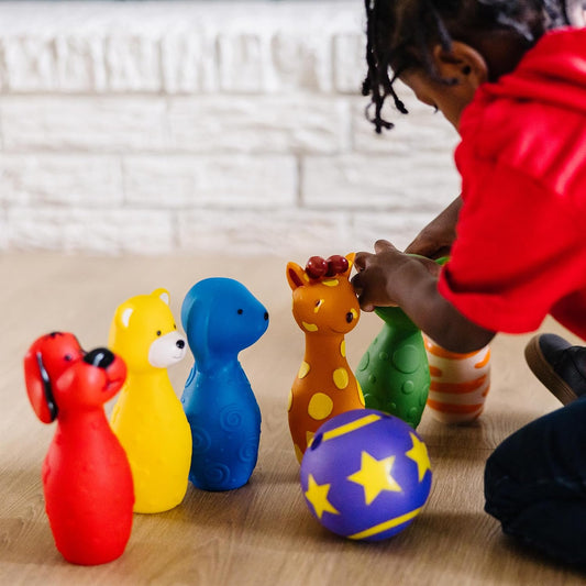 4-inch indented bowling ball sized for small toddler hands