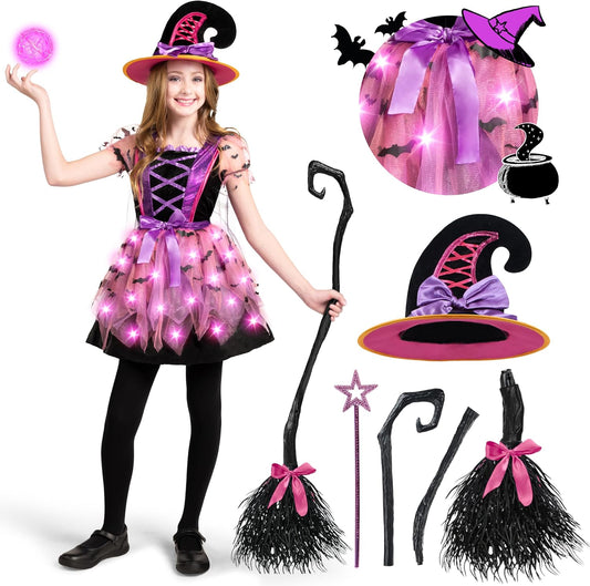 4-piece bundle including dress, hat, skirt, and broom