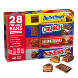 Assorted Butterfinger, CRUNCH, Baby Ruth, 100 Grand Candy Bars – Trick-or-Treat Bowl Filler for Front Porch and Kids' Birthday Party Tables, 28 Ct, 48 Oz