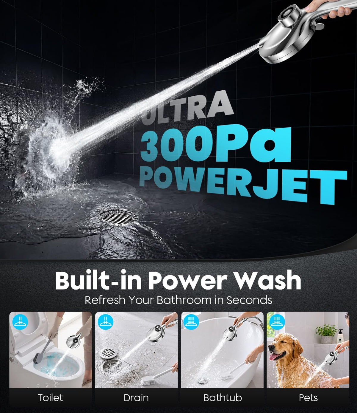 AquaLux Senior Friendly Shower Head – Accessible Family Bathroom with Magnetic Docking Handheld