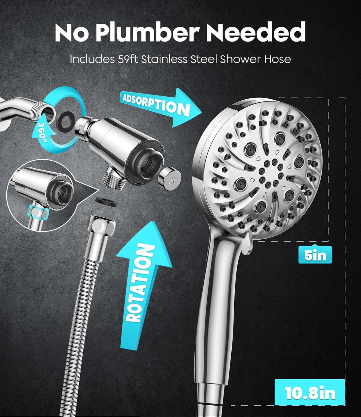 AquaLux Senior Friendly Shower Head – Accessible Family Bathroom with Magnetic Docking Handheld