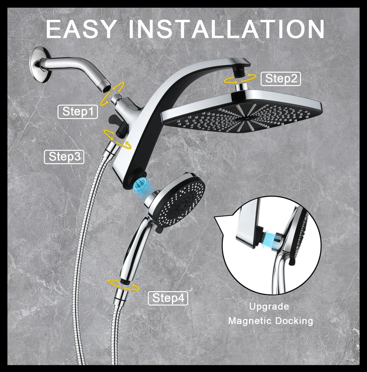 AquaMist Patented Dual-Function Shower System – Sophisticated Primary Bath, Designer Hardware Match