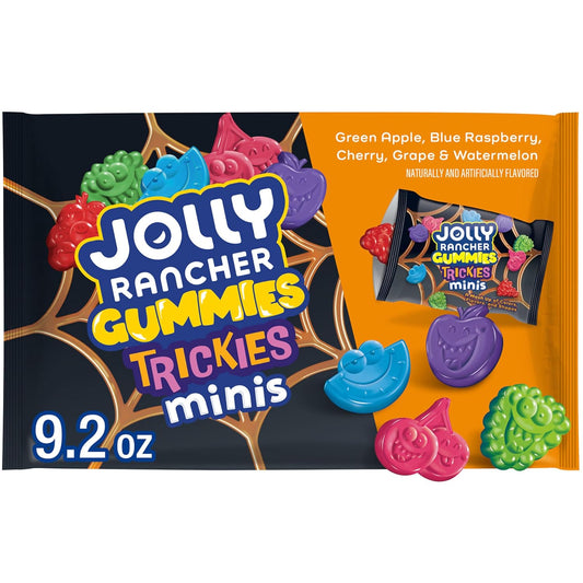 assorted fruit flavors: watermelon, green apple, cherry, grape, and blue raspberry in mixed-up shapes