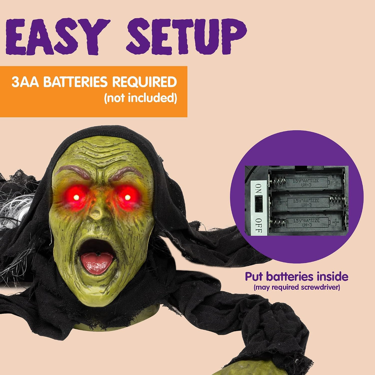 battery powered (requires 3 aa batteries, not included)