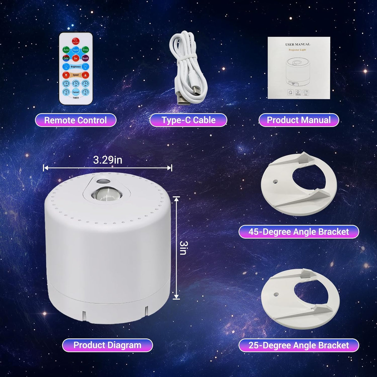 [Brand Name] Nebula Night Light – Sleep Aid for Bedroom, Soothing Star Projection with Breathing Mode
