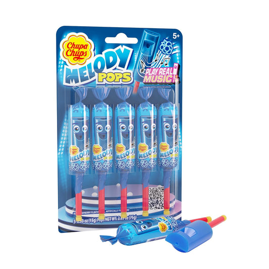 built-in whistle integrated into the lollipop stick for play value