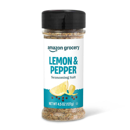 combined salt, black pepper, and lemon peel seasoning in a single bottle