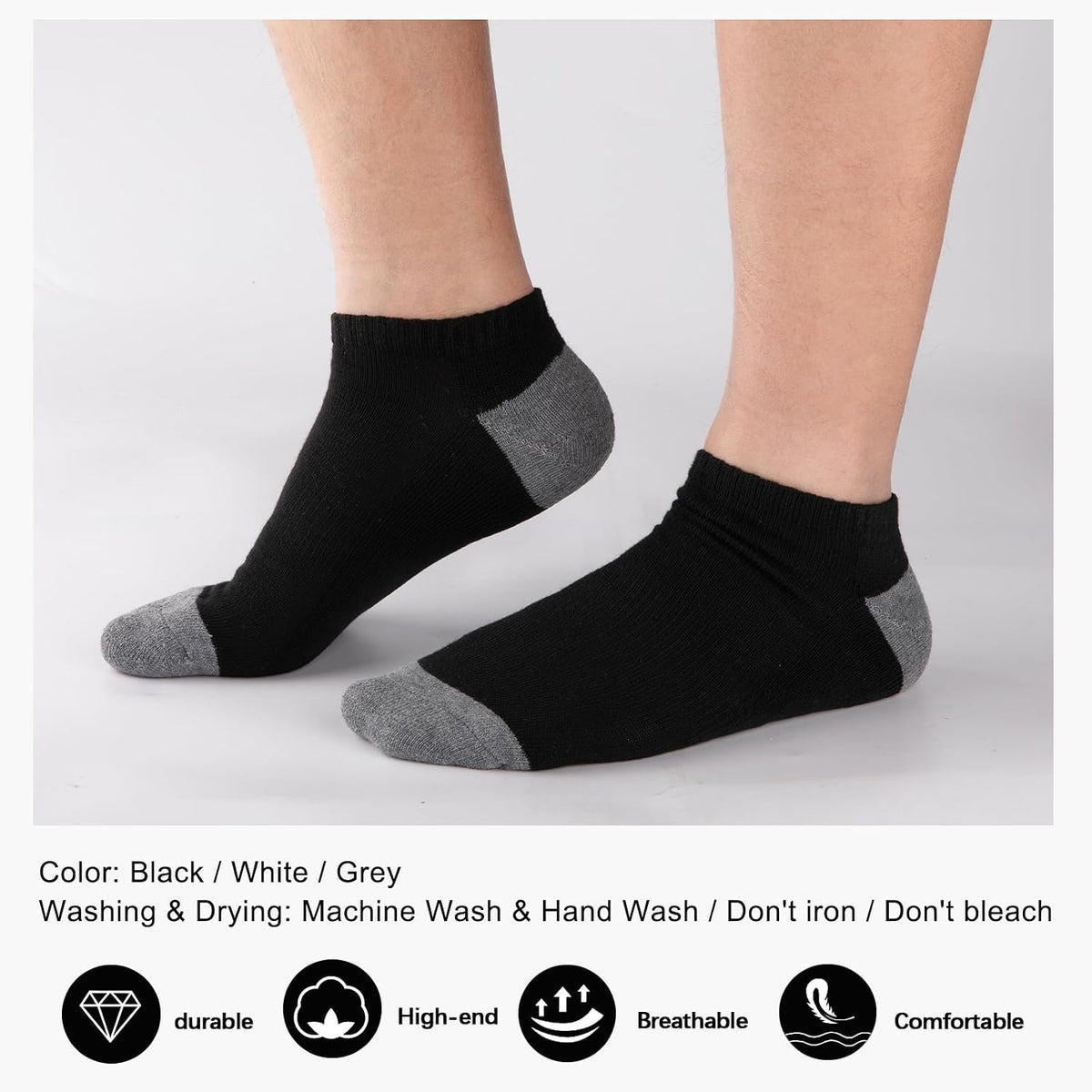 COOVAN 10 Pairs Mens Cushion Ankle Socks – Cushioned Workday Socks for Standing Meetings and Desk Hours