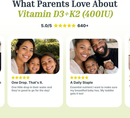 Dr. Green Mom Minimalist D3 K2 Drops — Pure Pediatrician-Recommended 400 IU in a Single Daily Drop