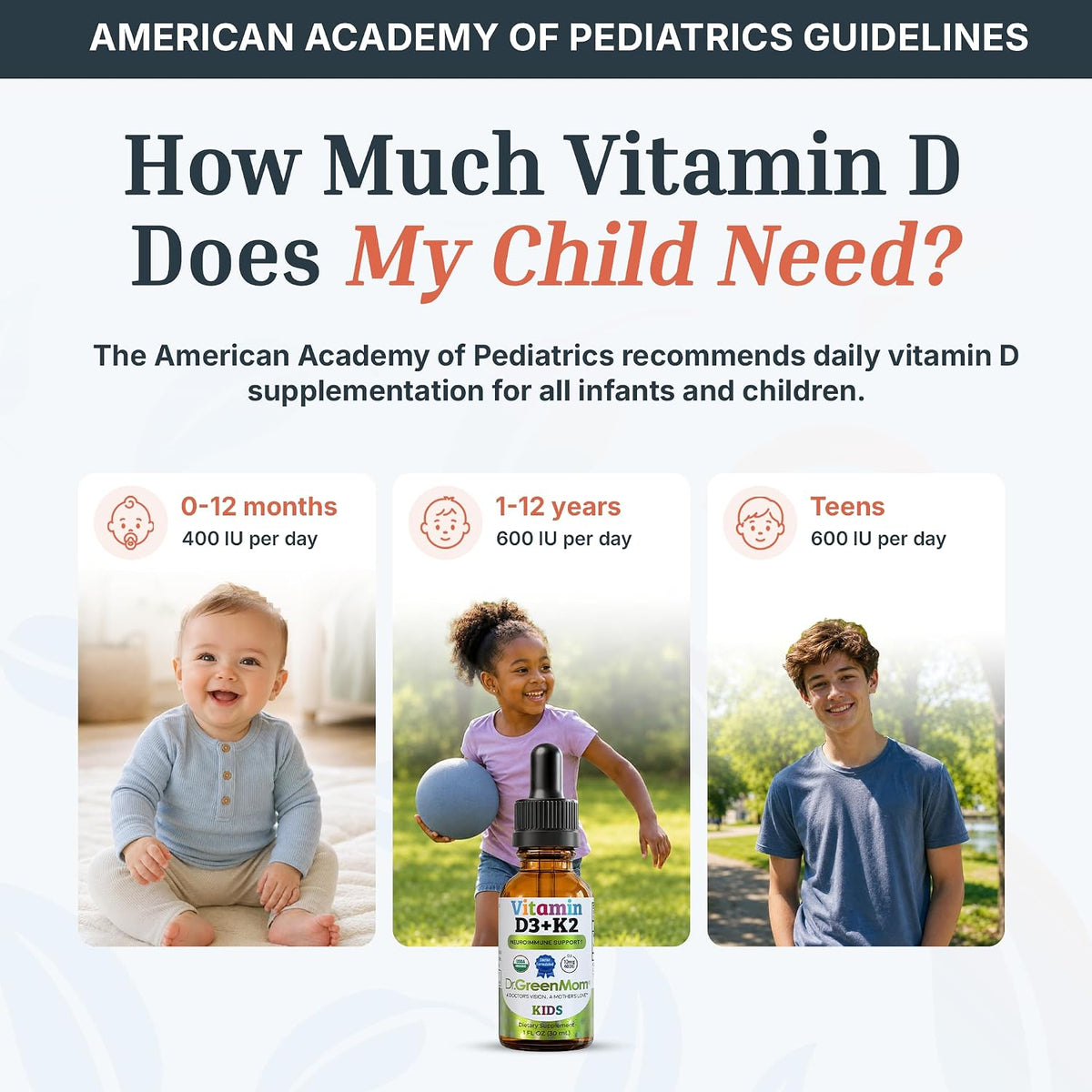 Dr. Green Mom Minimalist D3 K2 Drops — Pure Pediatrician-Recommended 400 IU in a Single Daily Drop