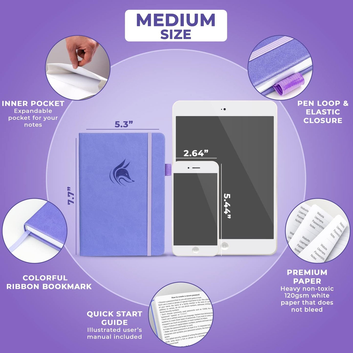 eco-leather hardcover with elastic band closure