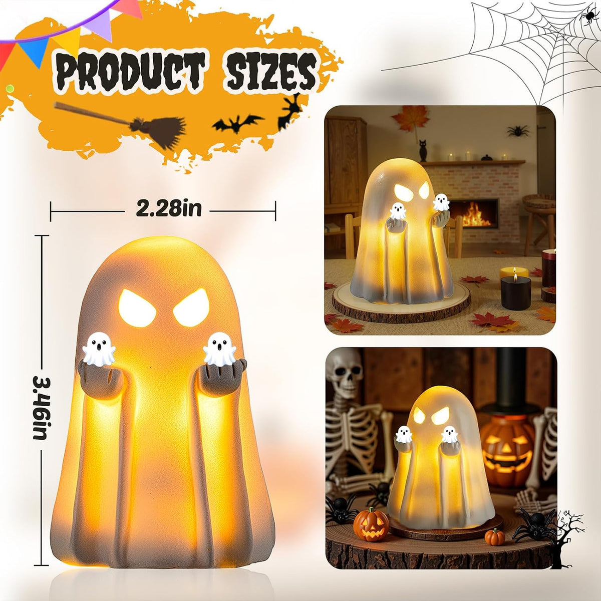 five available variants (white ghost 3.4", white ghost 5.1", themed character options) for different tastes and gifting needs