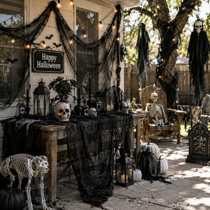 Fleurista Halloween Gauze Cloth – Single Tone Wall Drape for Understated Moody Home Aesthetic