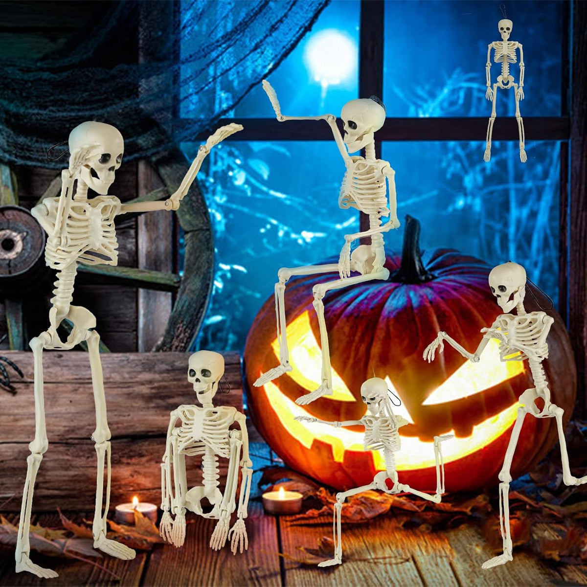 Halloween Skeleton Set of 6 – Fun Seasonal Gift for Haunt Enthusiast Friend, Birthday Surprise, and White Elephant Party Exchange
