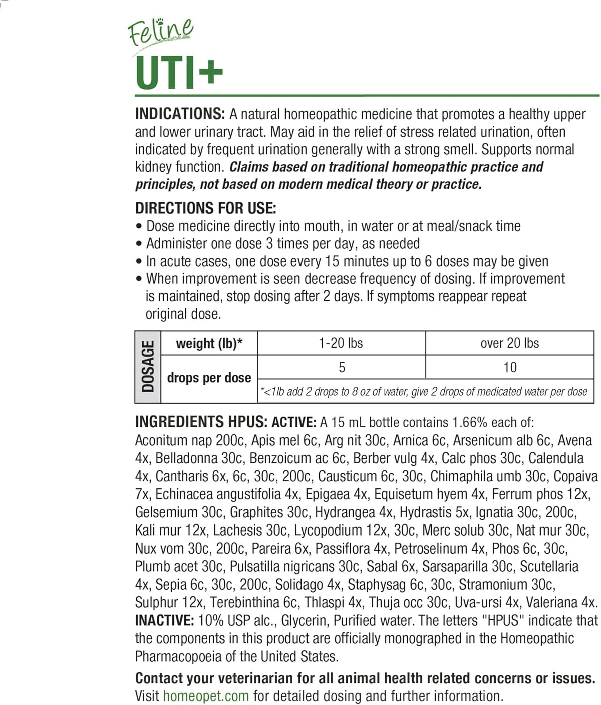 HomeoPet Feline UTI+ Urinary Tract Supplement for Cats – Pack of 2 Value Gift for Friends with Multiple Cats