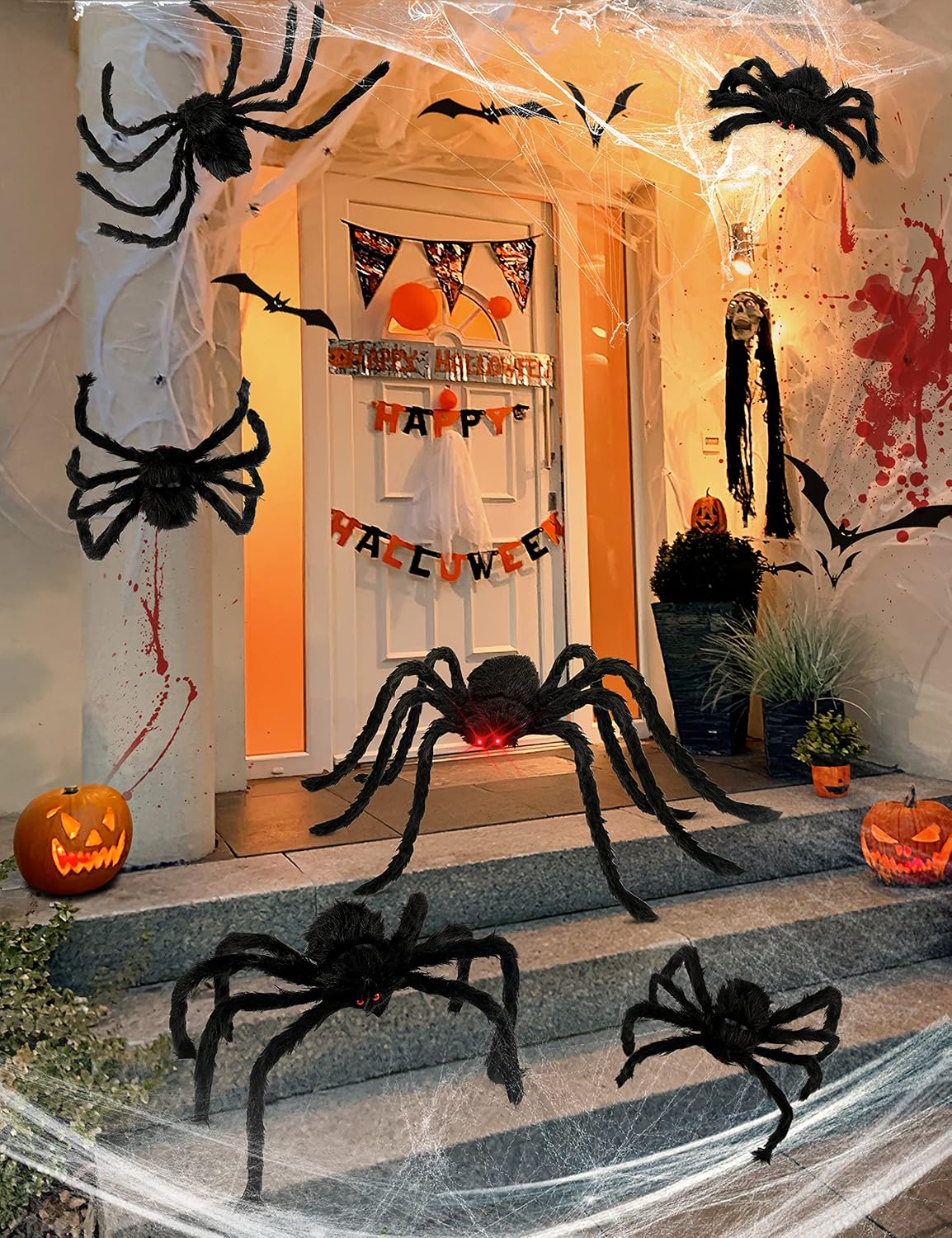 HOPOCO Halloween Hostess Gift Idea – 6 Sized Plush Spiders for the Friend Who Decorates Every October