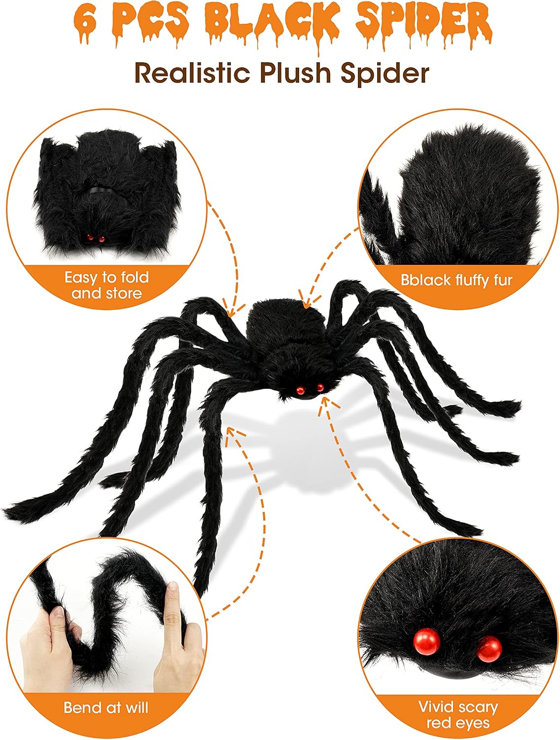 HOPOCO Halloween Hostess Gift Idea – 6 Sized Plush Spiders for the Friend Who Decorates Every October