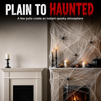 Kangaroo Faux Cobweb with Spiders – Cozy Interior Decor for Hallways, Entryways, and Den Atmosphere