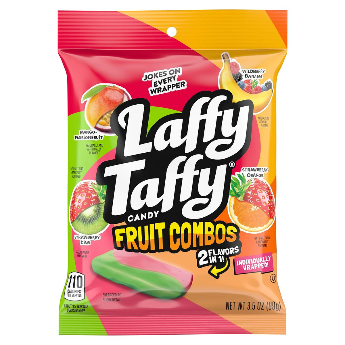 Laffy Taffy Fruit Combos Office Candy Dish, Individually Wrapped Chewy Treats for the Break Room