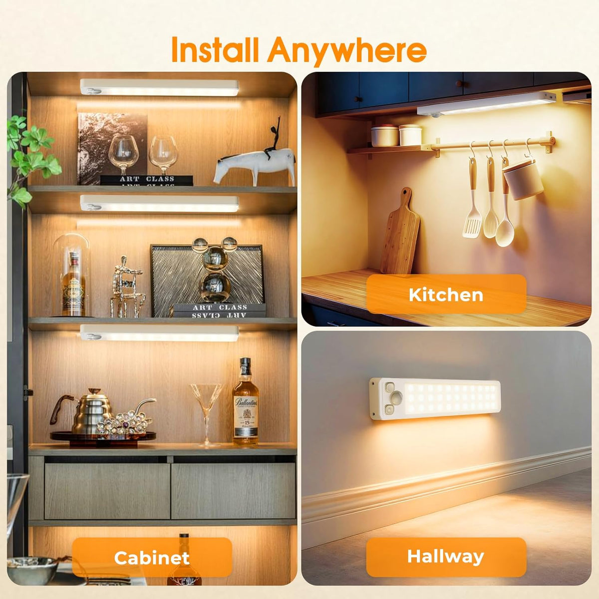 LuminBeam Ambient Closet Light – Warm 2700K Accent for Bookshelves and Display Cabinets, Polished Aluminum