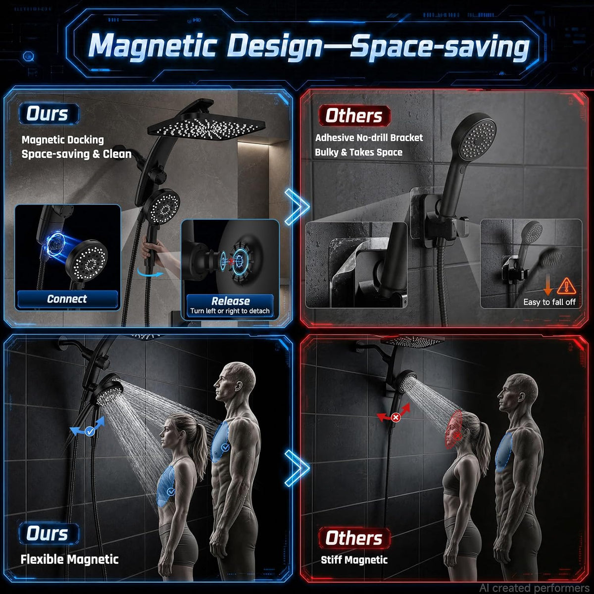magnetic adjustable handheld mount with no adhesives or wall damage
