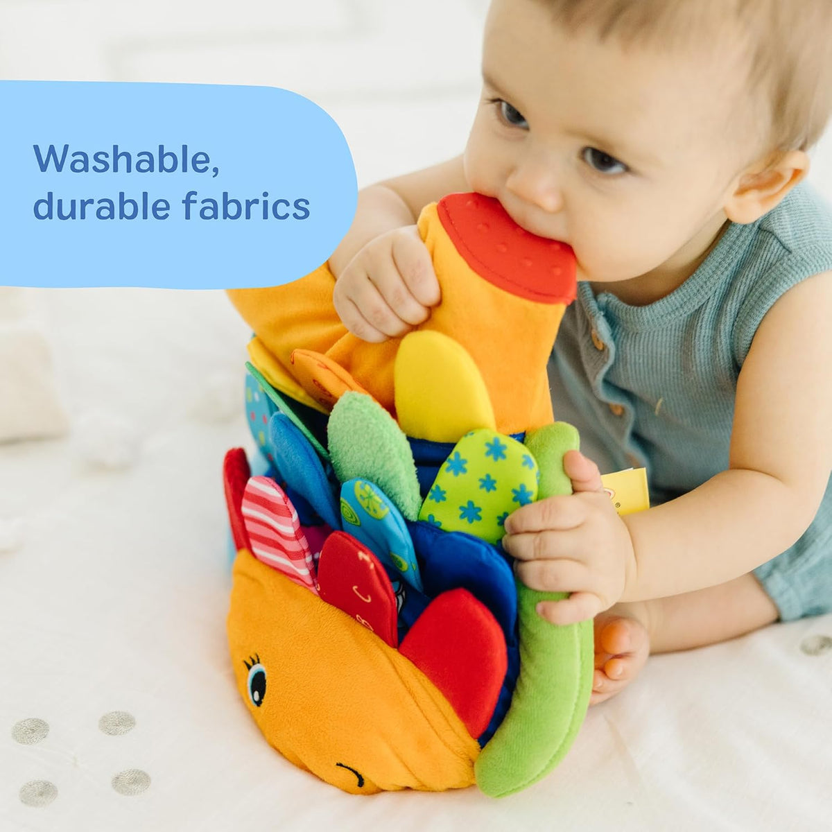 Melissa & Doug K’s Kids Flip Fish Stuffed Animal – Parent-Trusted Baby Toy with Hidden Pictures and Squeaker, No Batteries Required