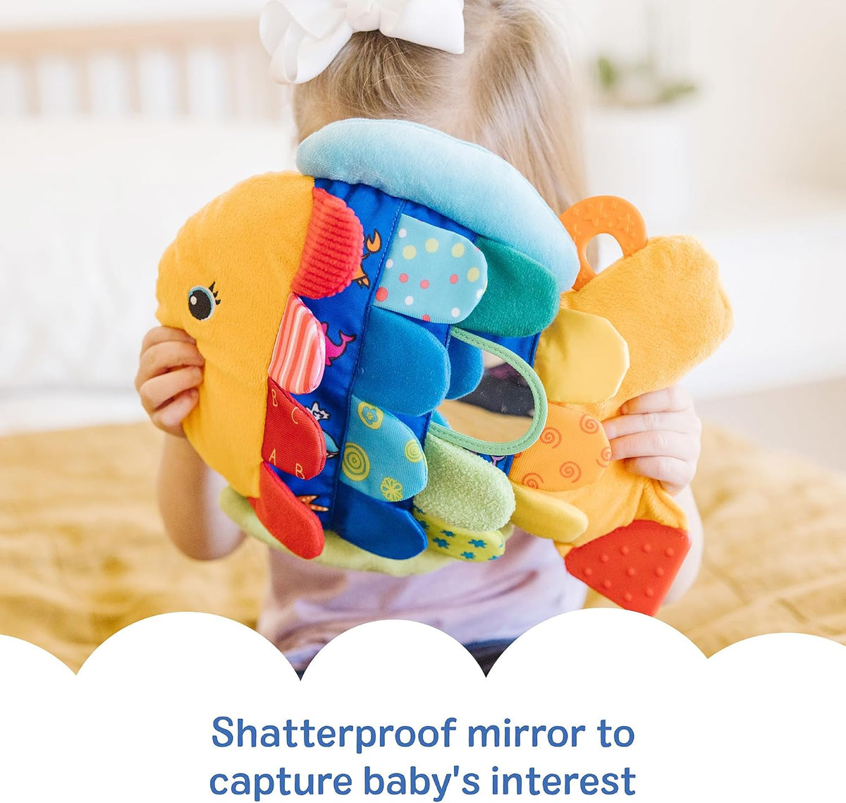 Melissa & Doug K’s Kids Flip Fish Stuffed Animal – Parent-Trusted Baby Toy with Hidden Pictures and Squeaker, No Batteries Required