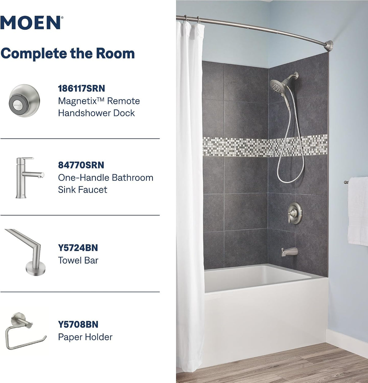 Moen Engage Handheld Shower for Stress-Relief Wind-Down Evenings, Long 60-Inch Reach and Targeted Massage Function