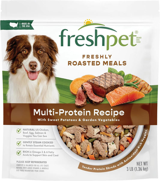 multi-protein recipe combining us farm-raised chicken, beef, egg, and salmon