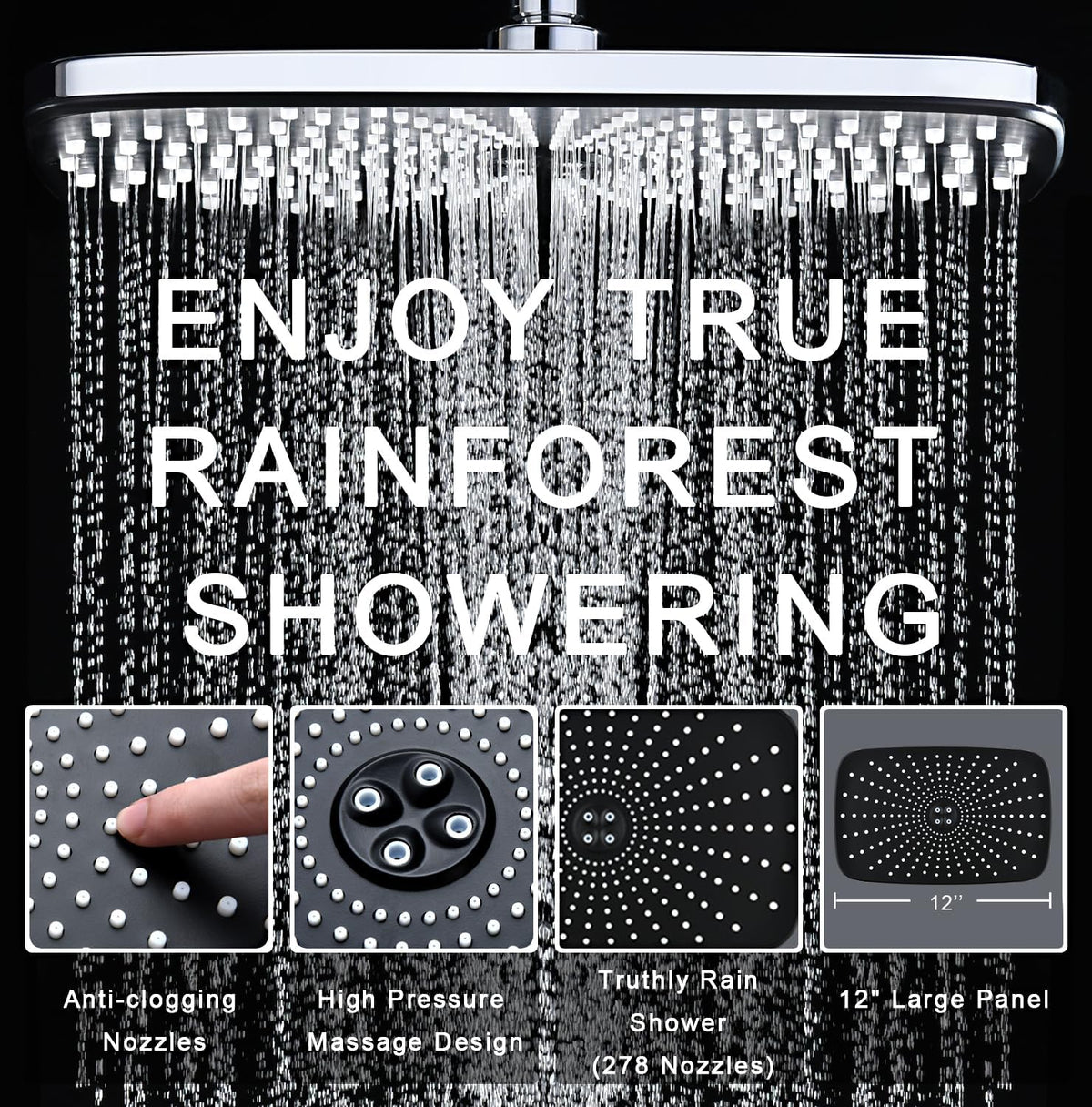 patented diverter knob to switch between rainfall, handheld, or combined flow (patent us0d1058748s)