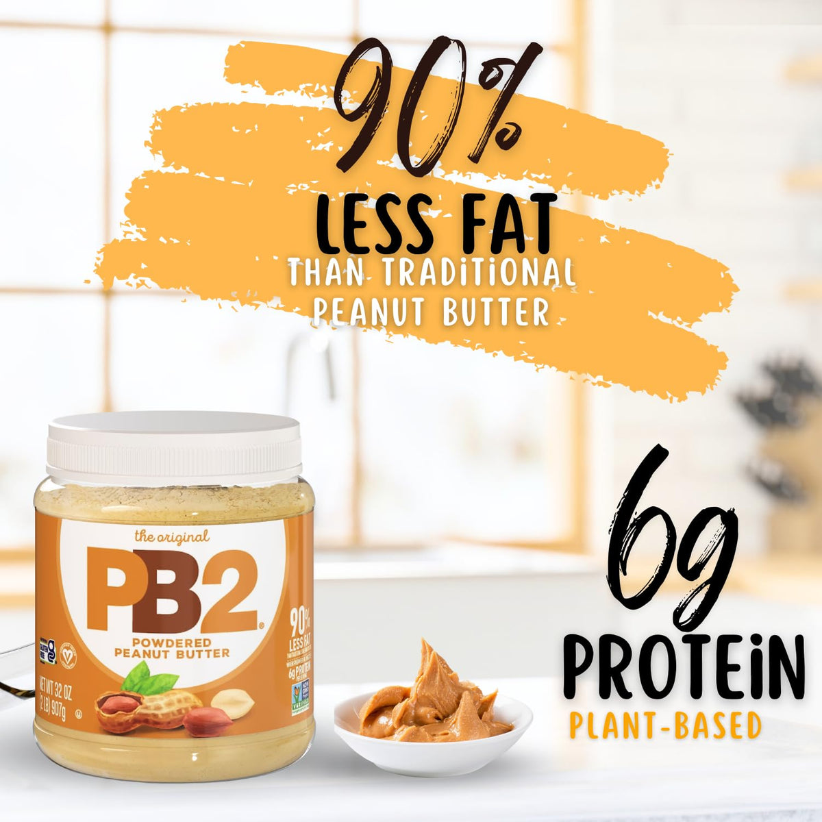 PB2 Powdered Chocolate Peanut Butter with Cocoa – Portable Focus Jar for Remote Work and Study Fuel