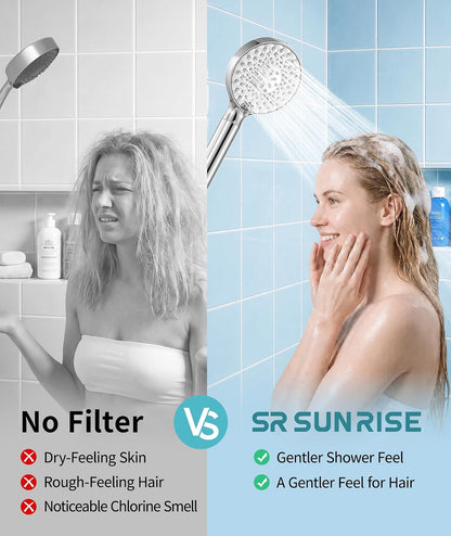 pressure-boosting shower face paired with soft silicone easy-clean nozzles that resist mineral buildup