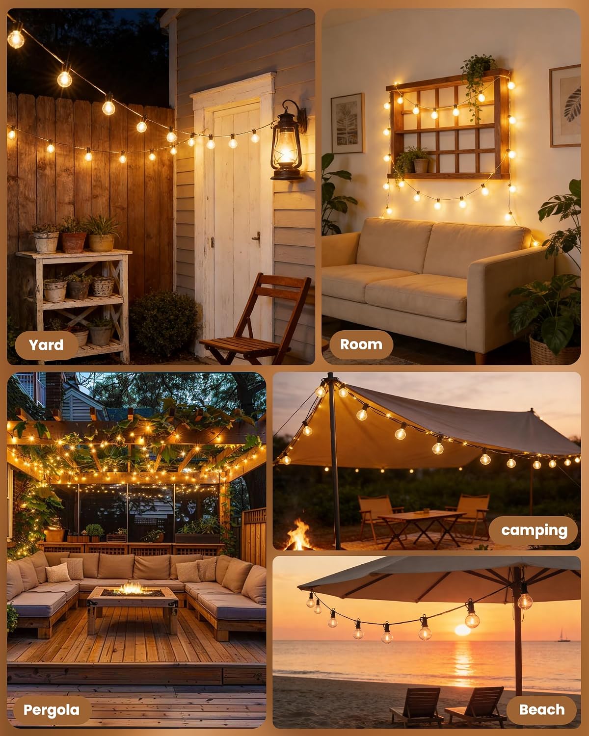 replaceable individual bulbs so single burnout does not kill the whole string