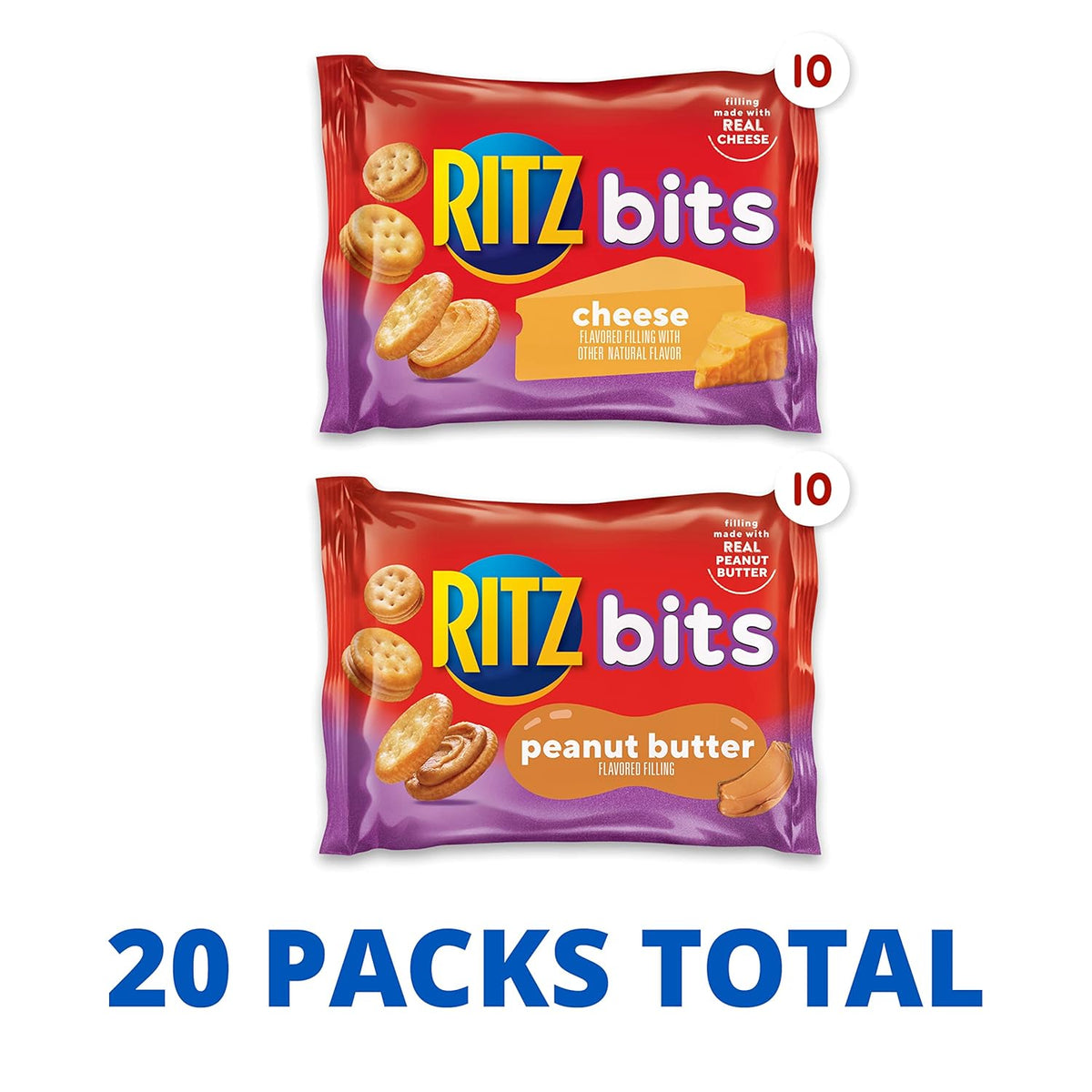 RITZ Bits Individually Wrapped Snack Crackers – Thoughtful Housewarming and Birthday Gift, 20 Count