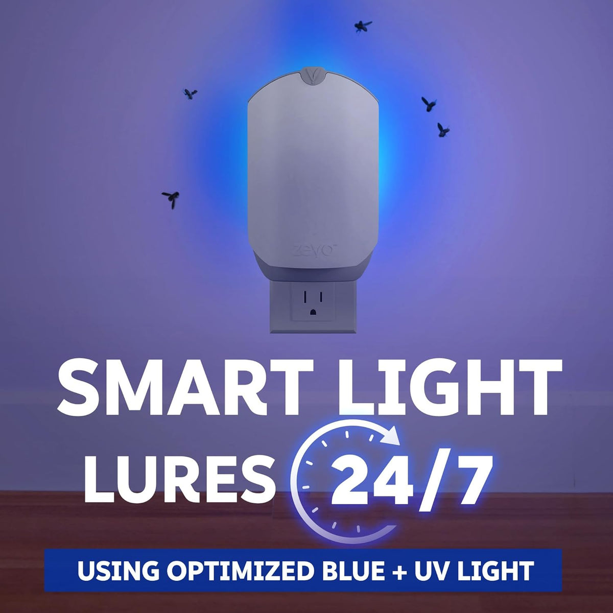 spray-free, zap-free, and odor-free design using light-based attraction only