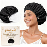 Yanibest Waterproof Shower Cap – Self-Care Night Must-Have for Women, Soft Elastic Band for Pressure-Free Wear
