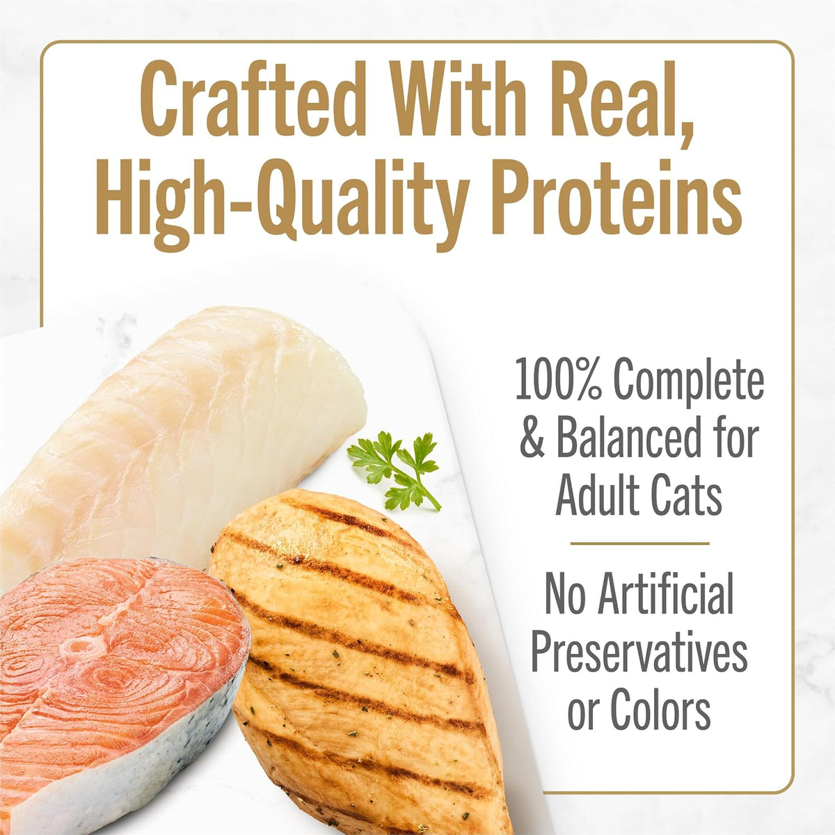 three gourmet recipes: ocean whitefish with tomato, seared salmon with spinach, grilled chicken with rice