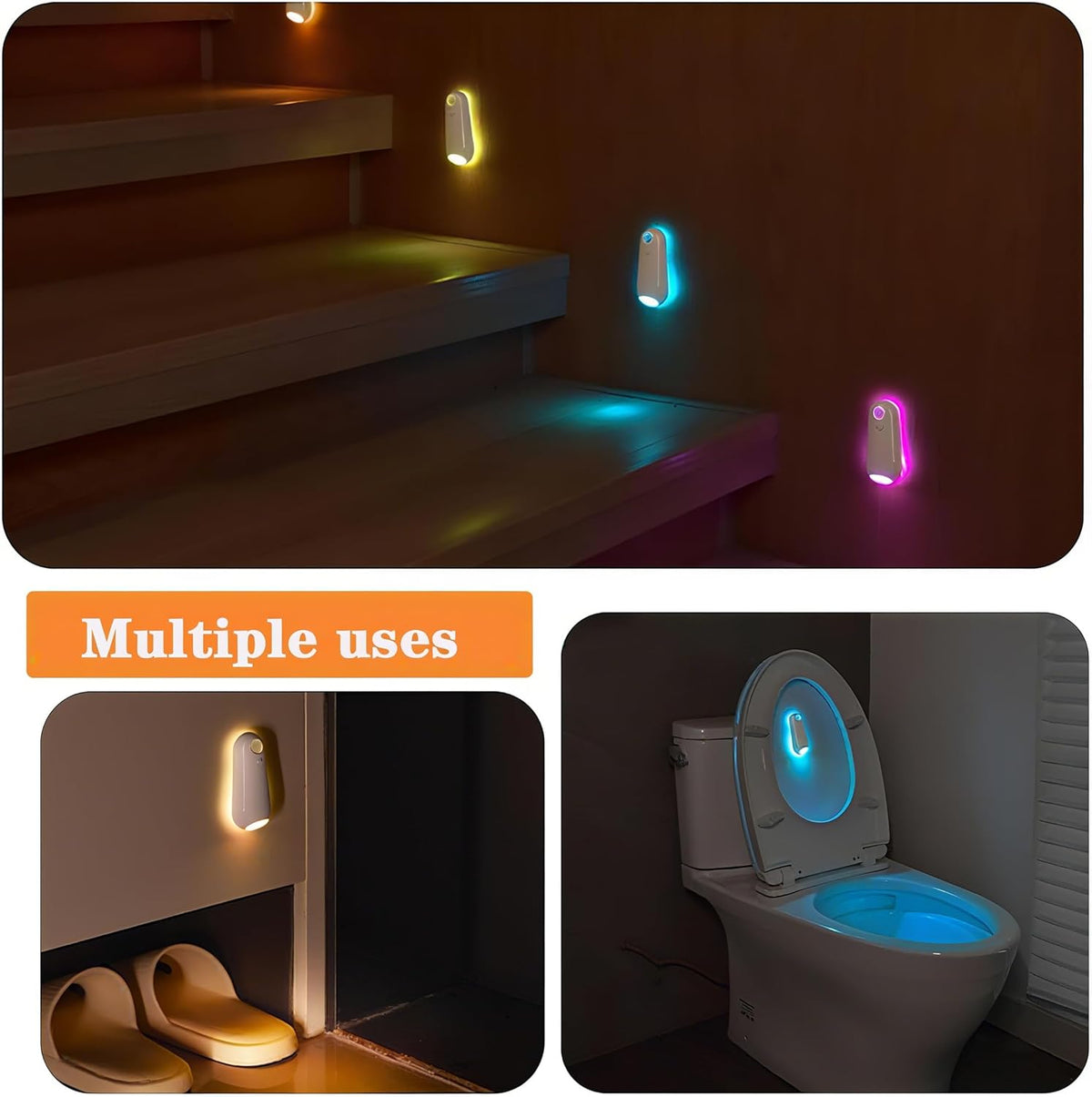 Toilet Night Light for Kids – Motion Sensor Potty Training Helper, 8 Color Changing Bathroom Light