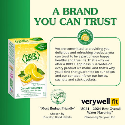 TRUE LEMON Water Enhancer – Calorie-Free Lemon Flavor for Mindful Nutrition and Hydration Rituals, 500 Count