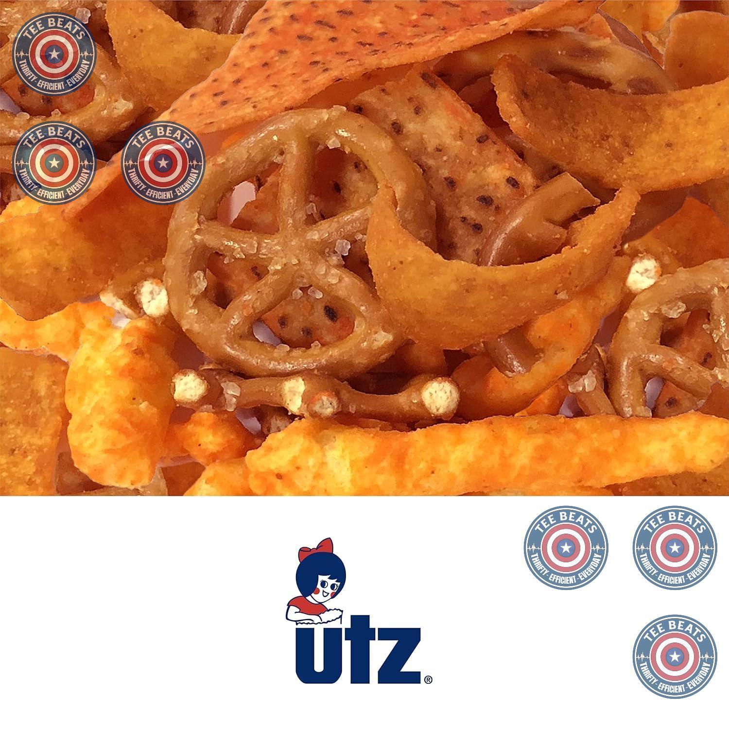 Utz Party Mix 26 oz Barrel - One-Container Snack Solution for Clutter-Free Pantries and Intentional Homes